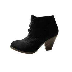 MIA Women's Black Faux Suede Lace Up Chunky Heel Ankle Booties Size 9